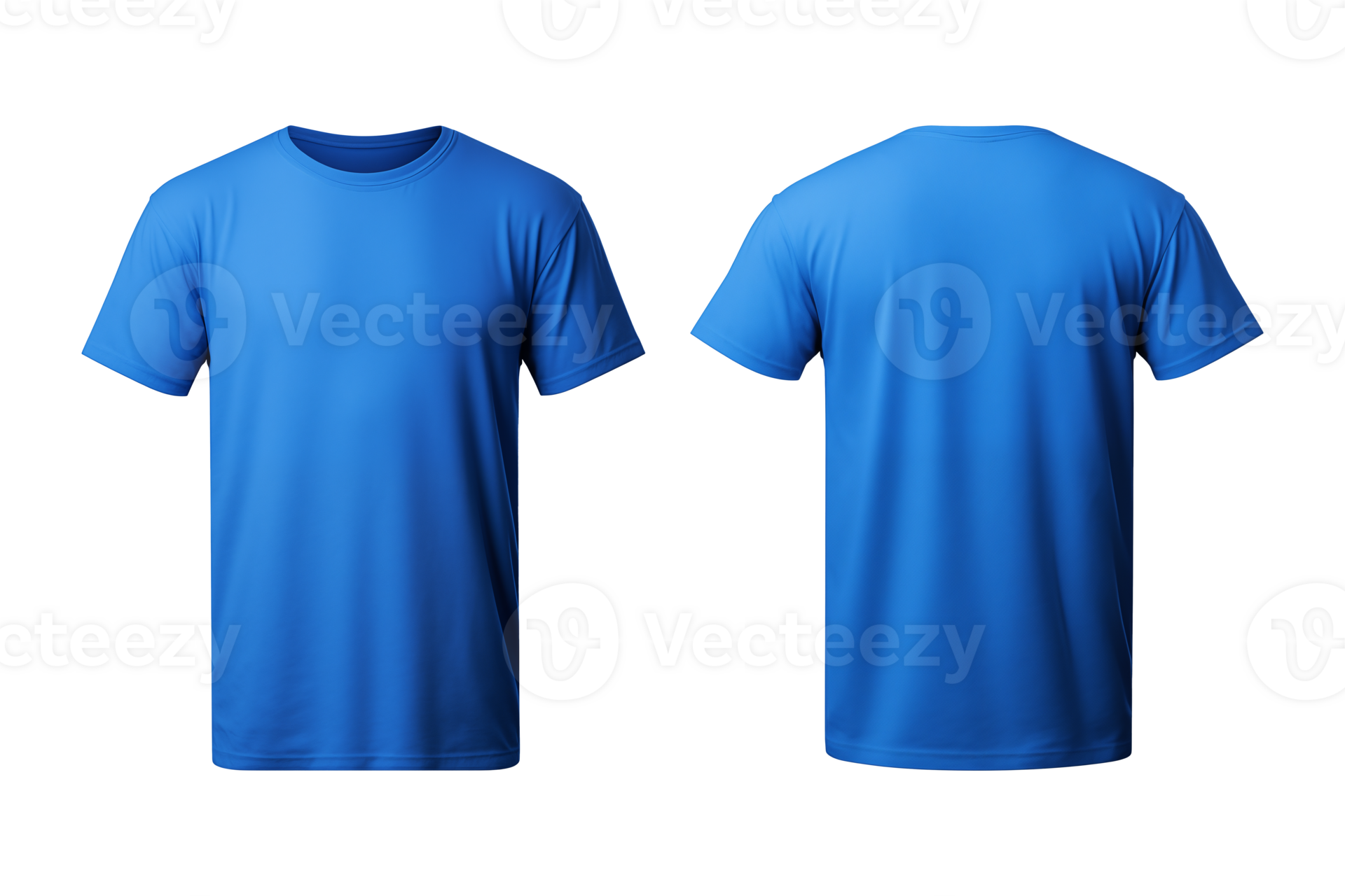 AI generated realistic set of male blue t-shirts mockup front and back ...