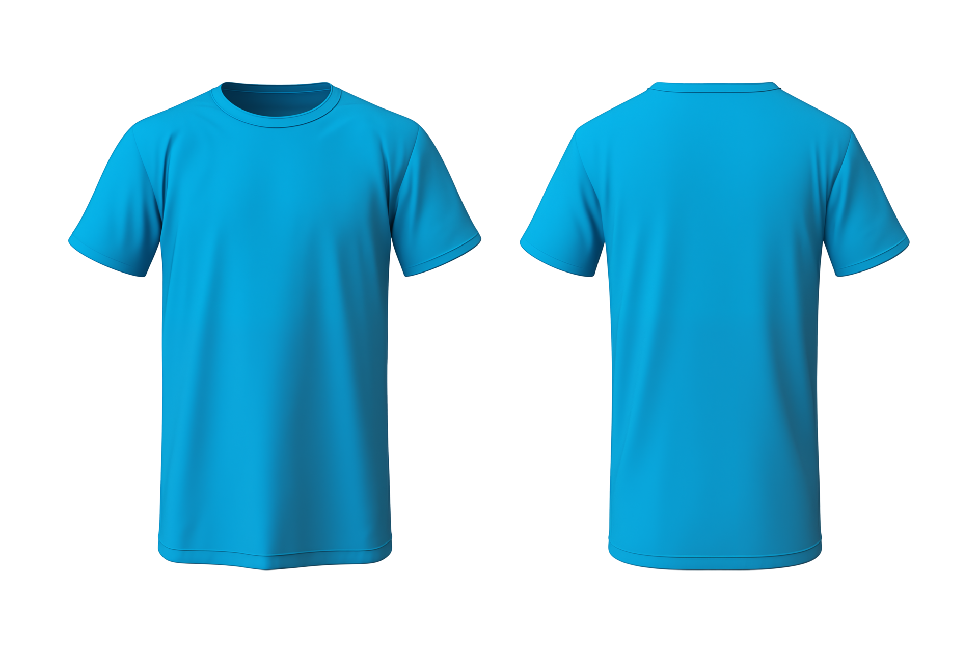 AI generated realistic set of male blue t-shirts mockup front and back ...