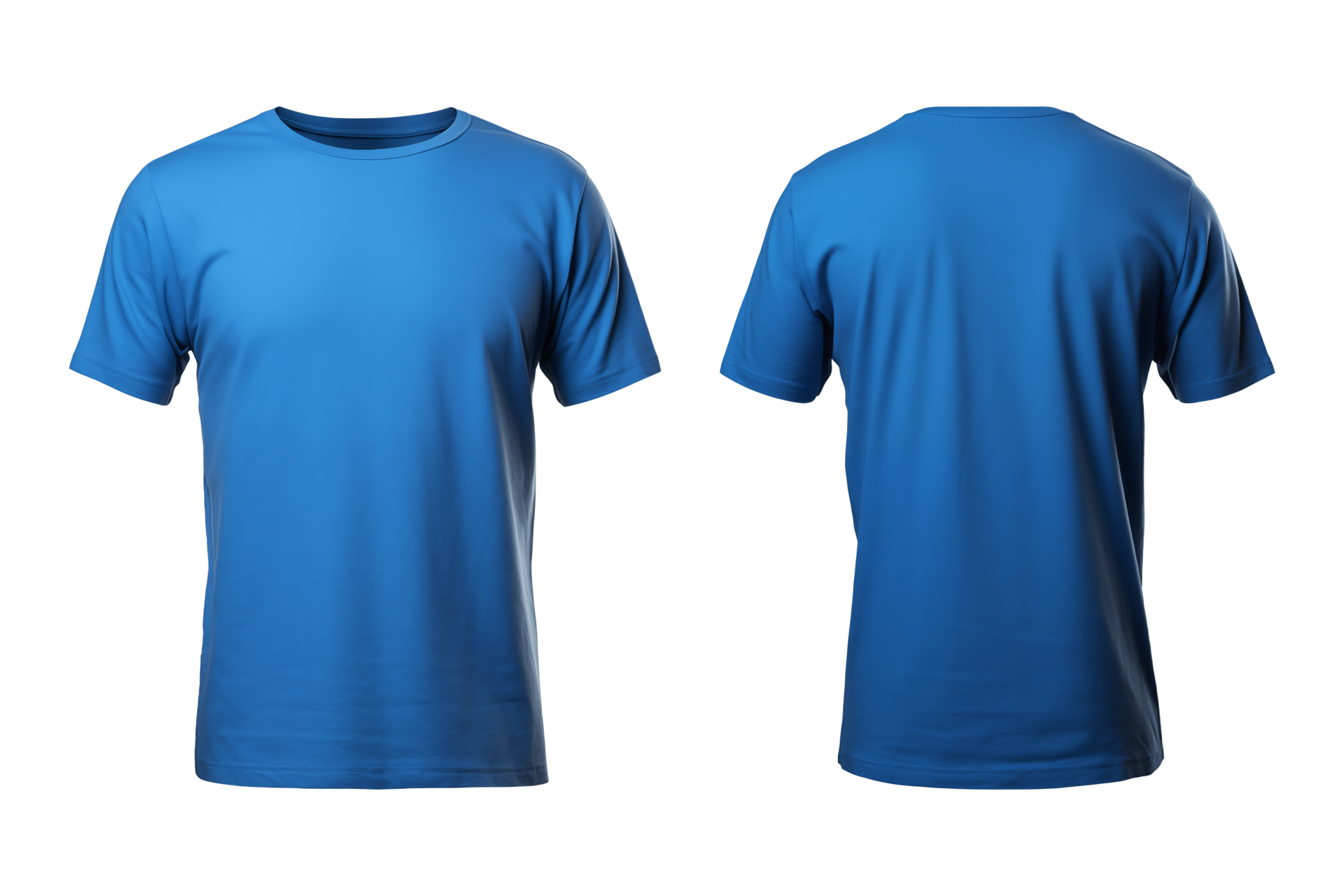 AI generated realistic set of male blue t-shirts mockup front and back ...