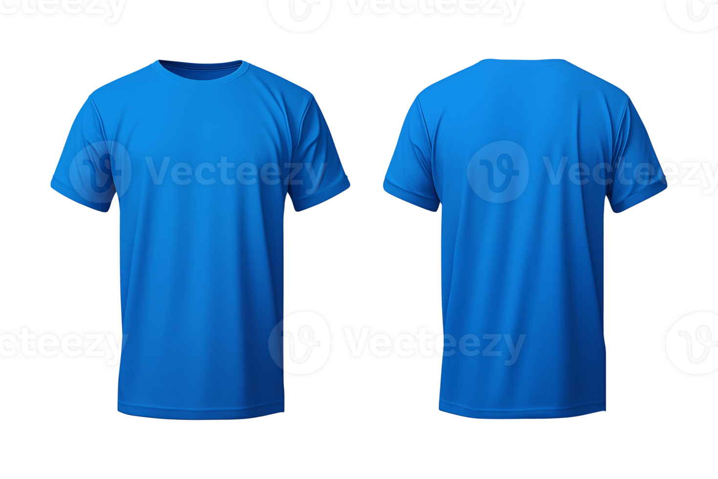 AI generated realistic set of male blue t-shirts mockup front and back ...