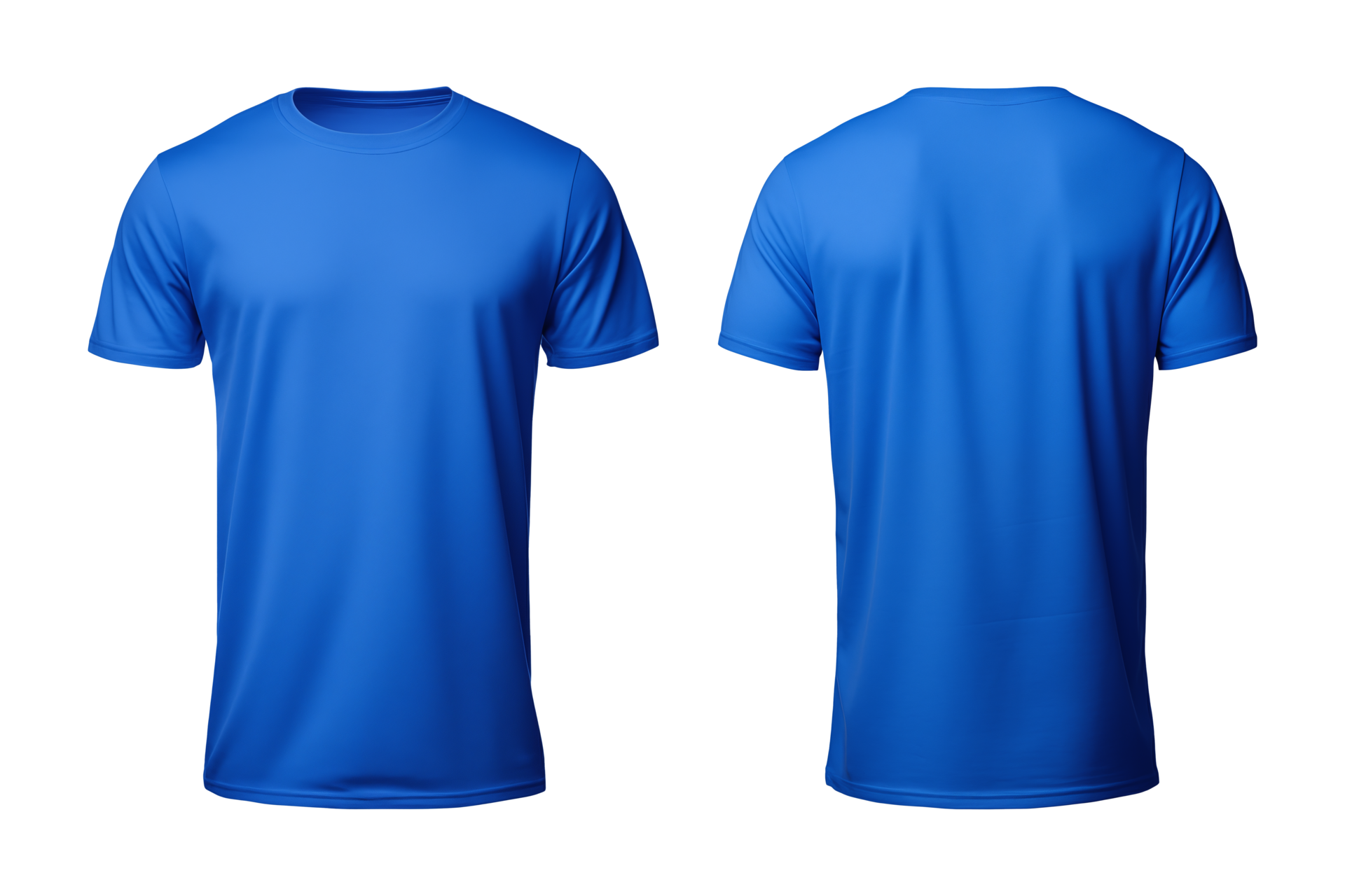 AI generated realistic set of male blue t-shirts mockup front and back ...