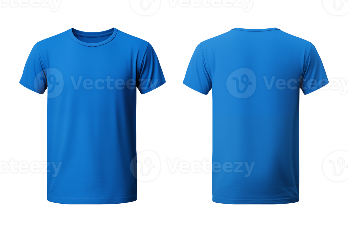 AI generated realistic set of male blue t-shirts mockup front and back ...