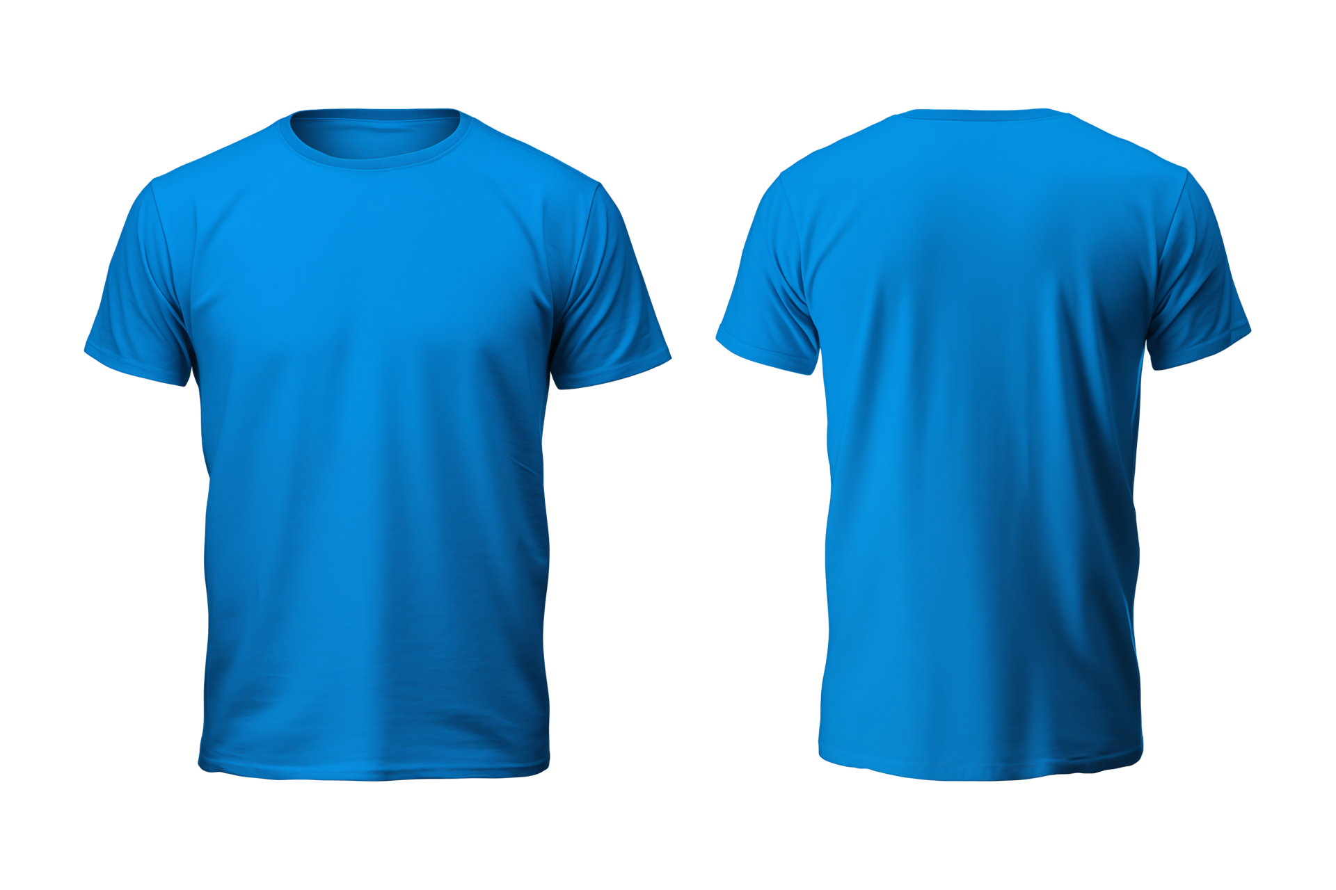 AI generated realistic set of male blue t-shirts mockup front and back ...
