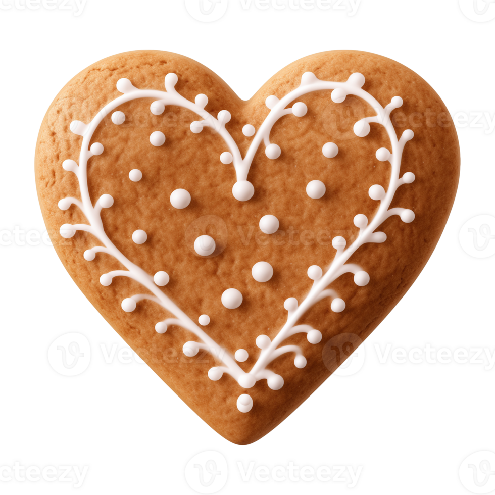 AI generated heart-shaped cookie or biscuit isolated on a transparent background png