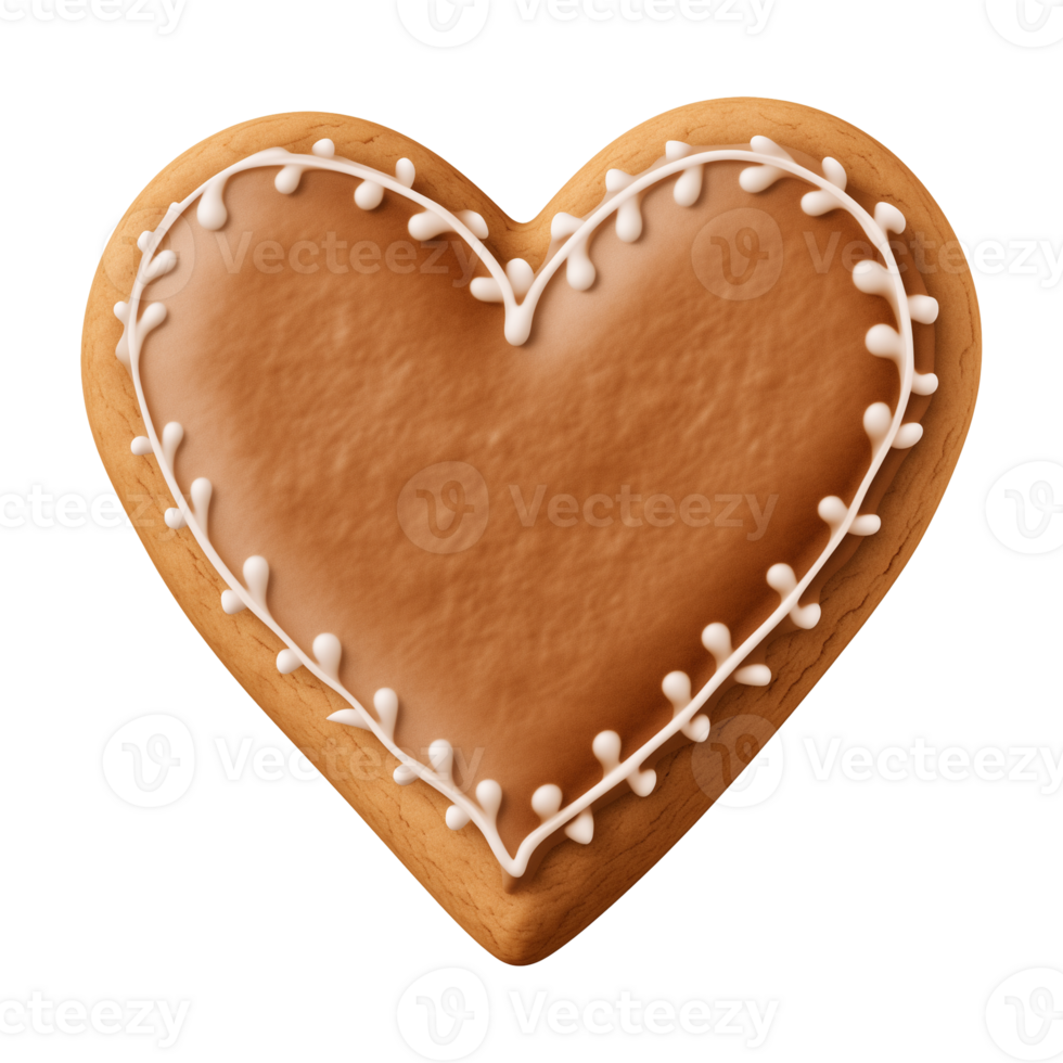AI generated heart-shaped cookie or biscuit isolated on a transparent background png