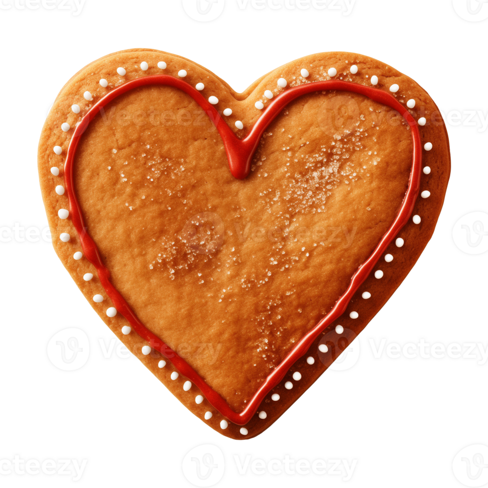 AI generated heart-shaped cookie or biscuit isolated on a transparent background png
