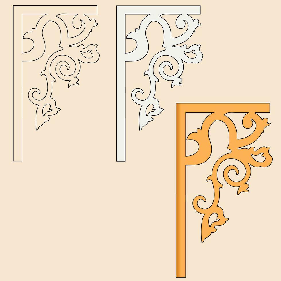 Decorative corner wall design art vector