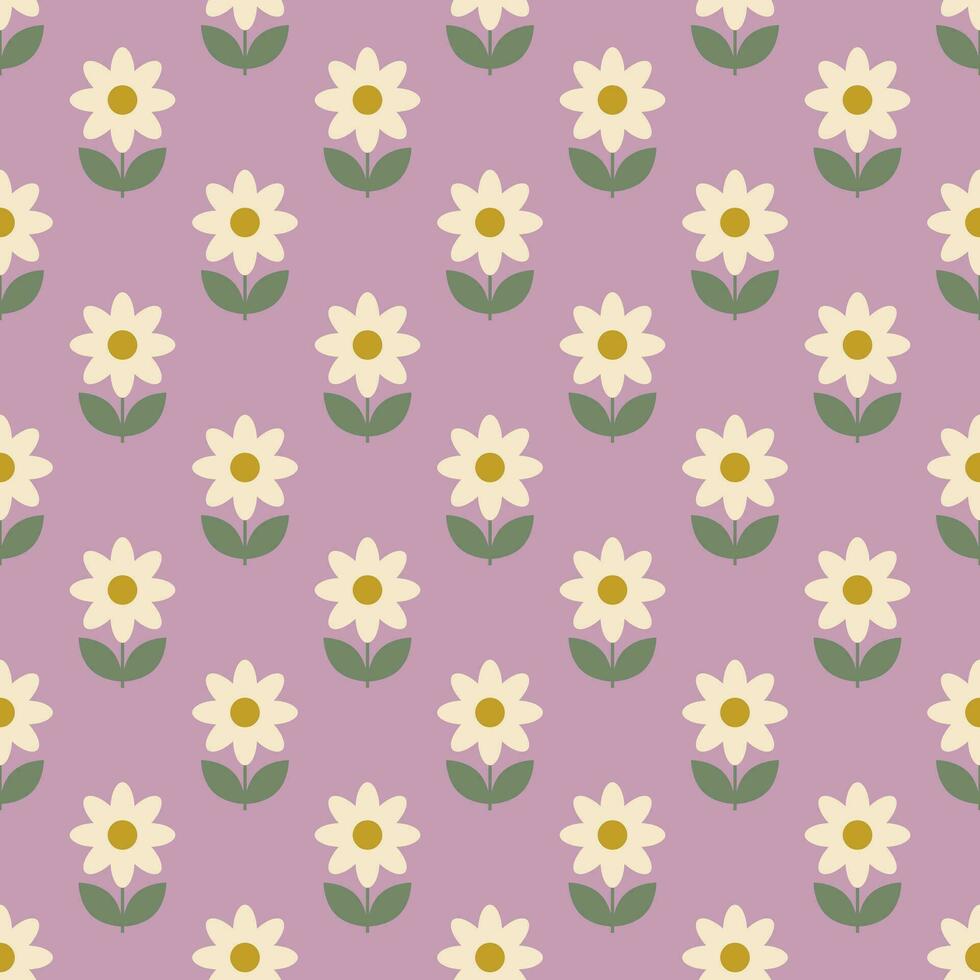 Seamless vector geometric pattern with chamomile flower. For print, fabric, textile, background, cover. Vector