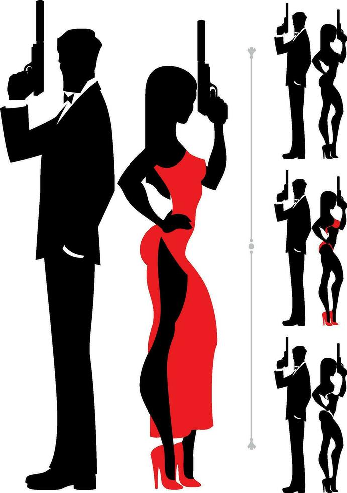 Spy Couple on White vector