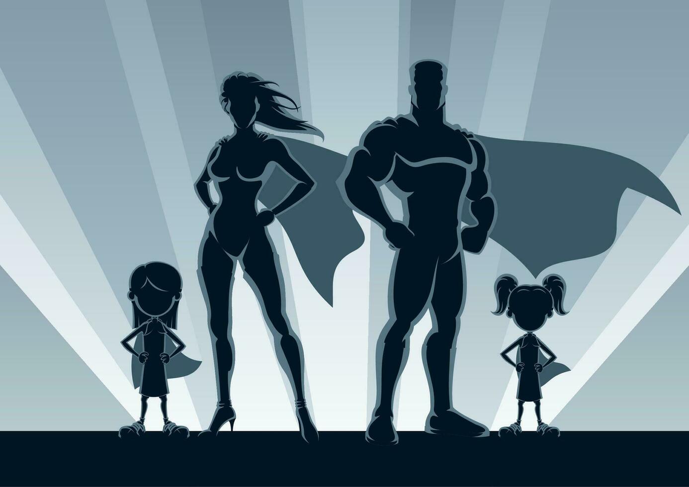 Superhero Family with Girls vector