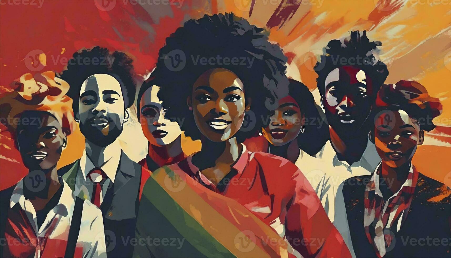 AI generated Vibrant Abstract Illustration Celebrating Black History Month. Juneteenth, Racial Equality, and Justice for a Diverse Community. photo