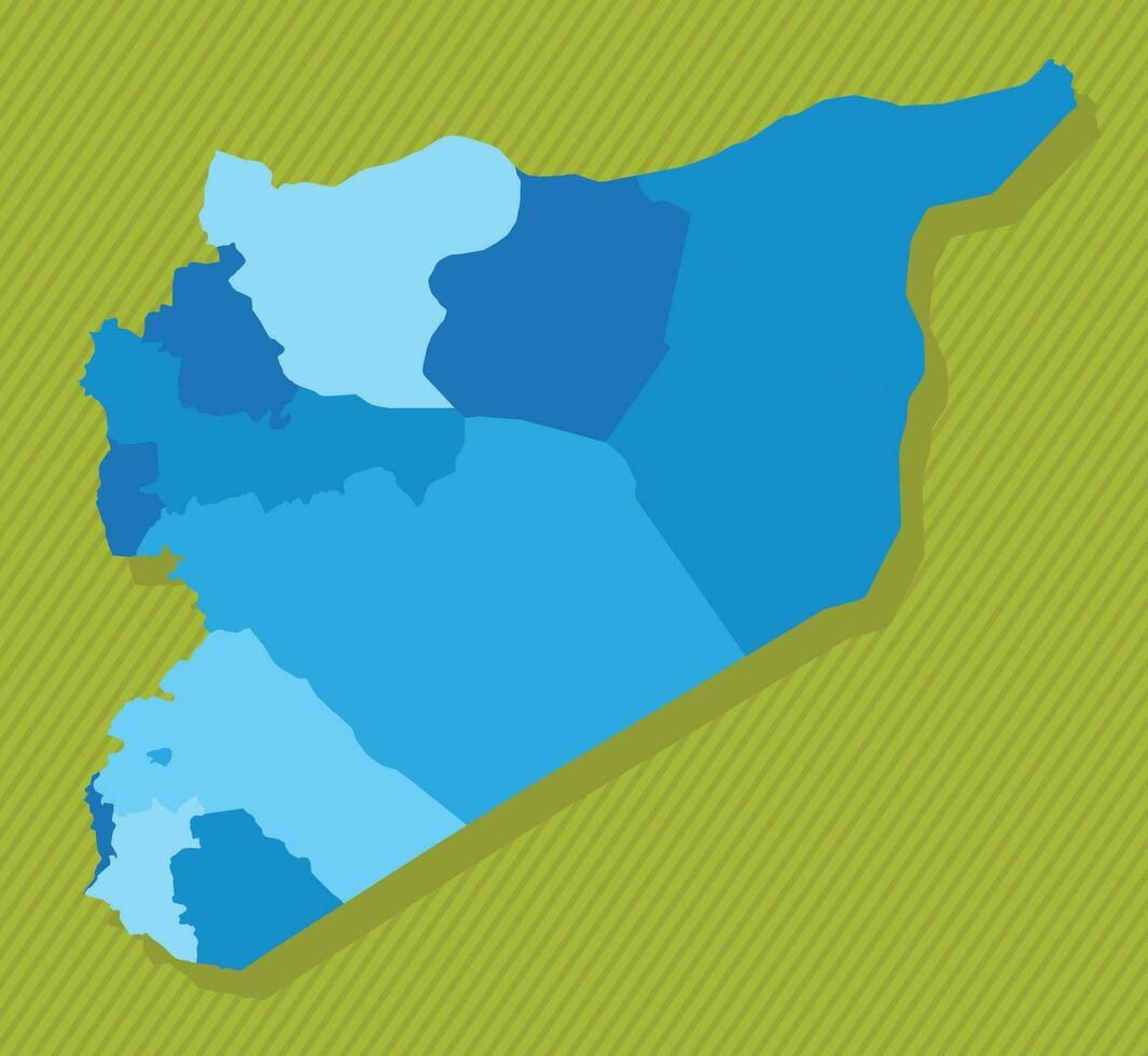 Syria map with regions blue political map green background vector illustration