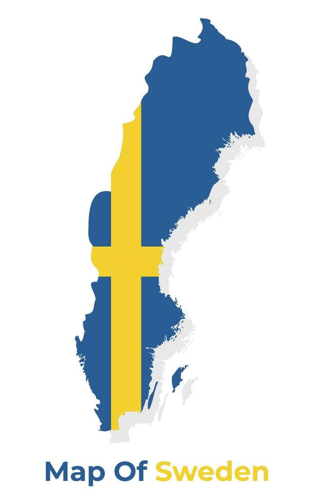 Vector map of Sweden with national flag