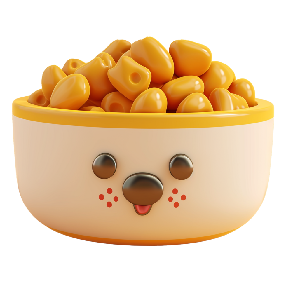 AI generated Cute dog face shape dog food container, 3d design. Suitable for petshop and design elements png