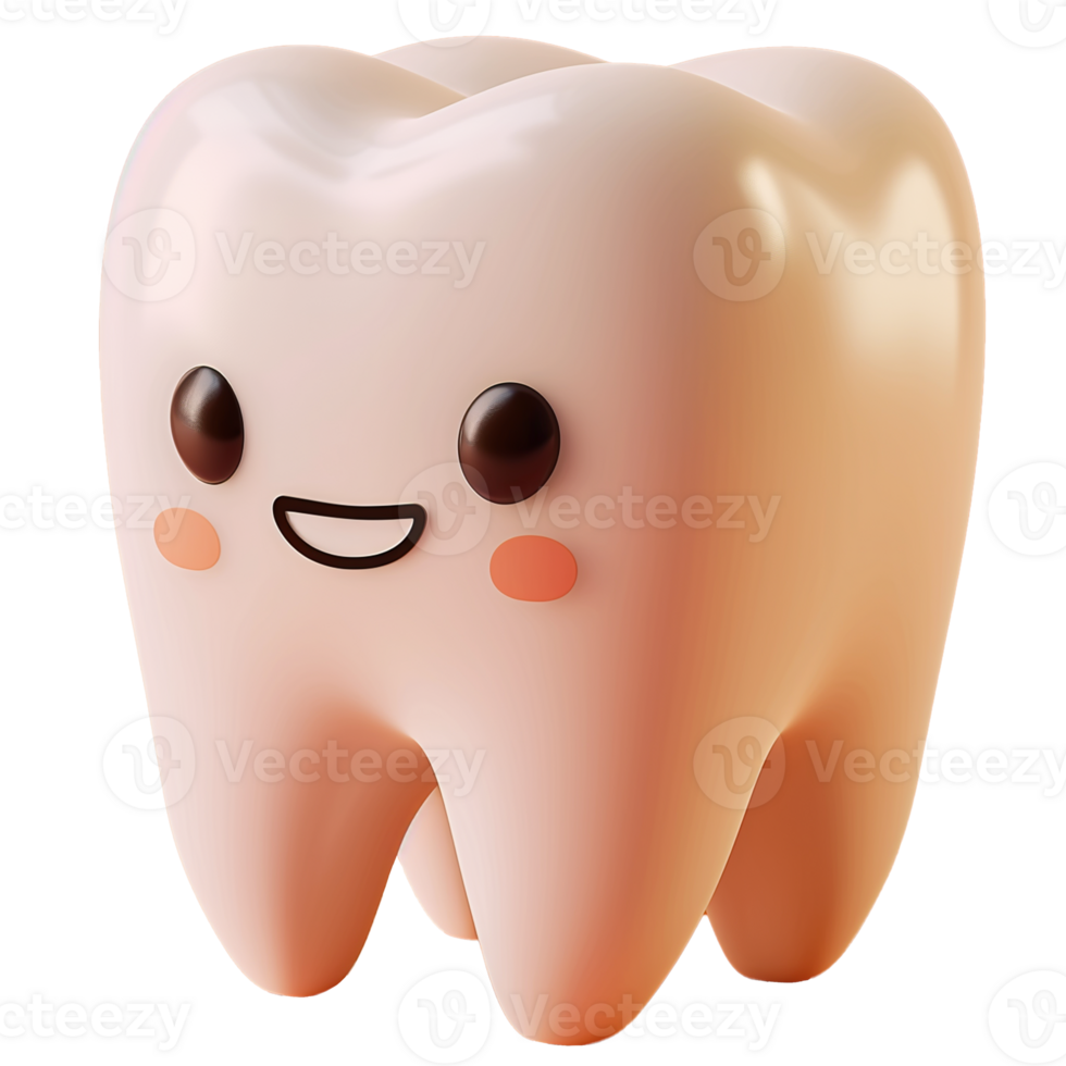 ai generato carino dente carattere, 3d design. adatto per Salute e formazione scolastica png