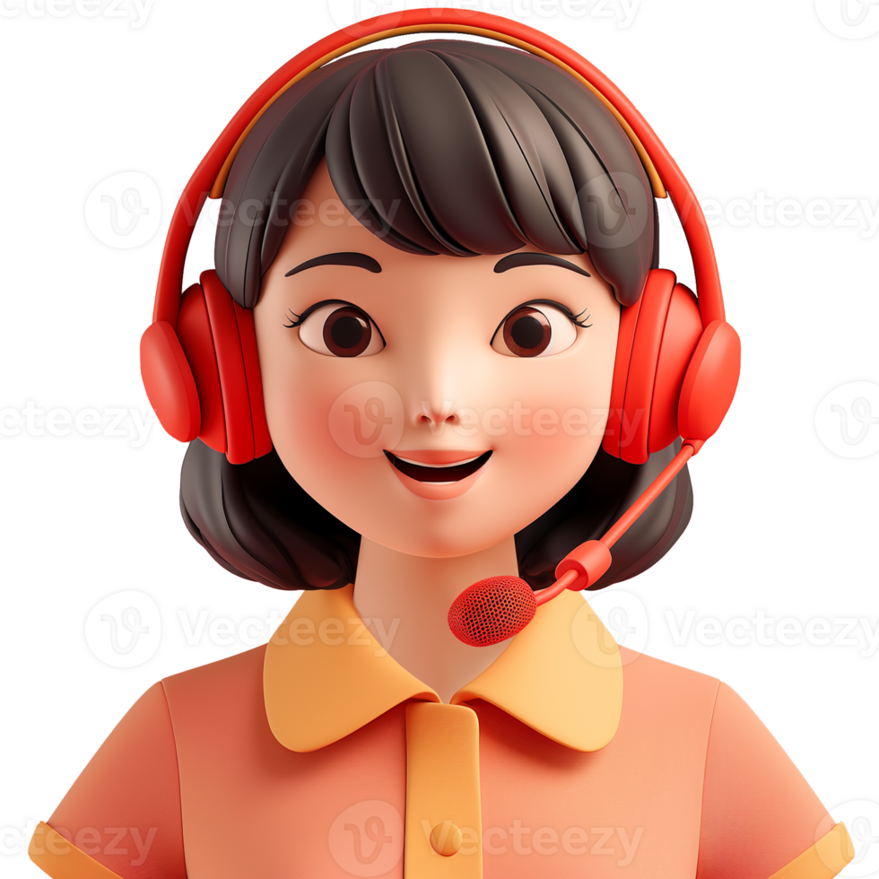 AI generated Customer Service Woman, 3d design. Suitable business and design elements png