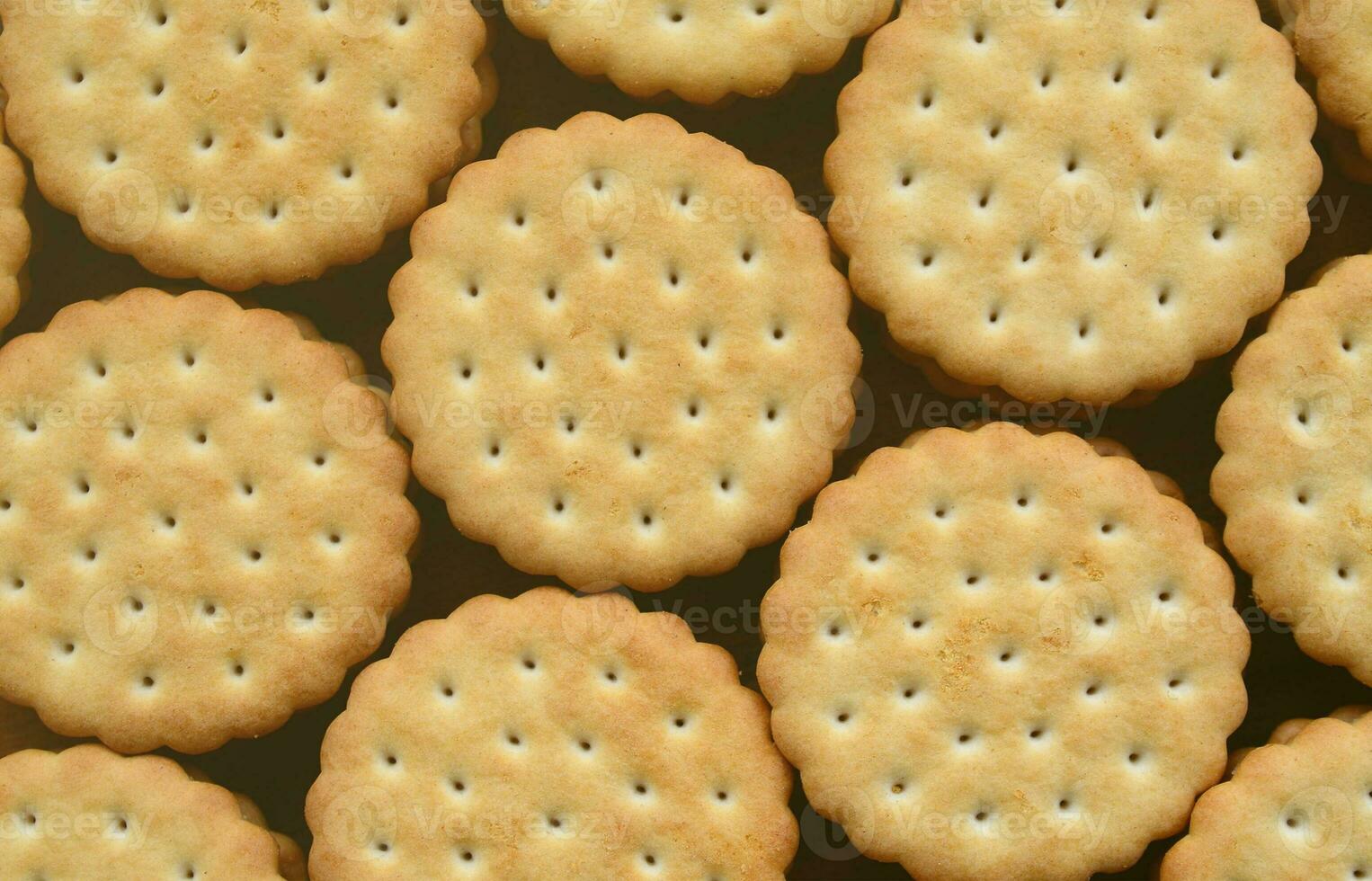 Detailed picture of round sandwich cookies with coconut filling. Background image of a close-up of several treats for tea photo