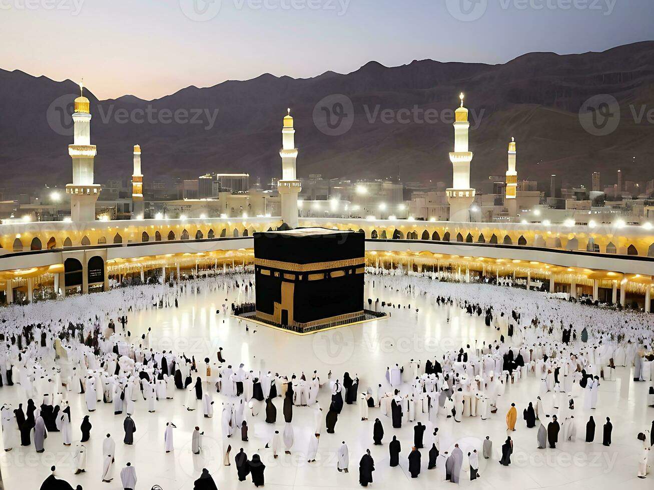 AI generated Eid Celebrations at Kaaba Ramadan Joy in Mecca Islamic Heart photo