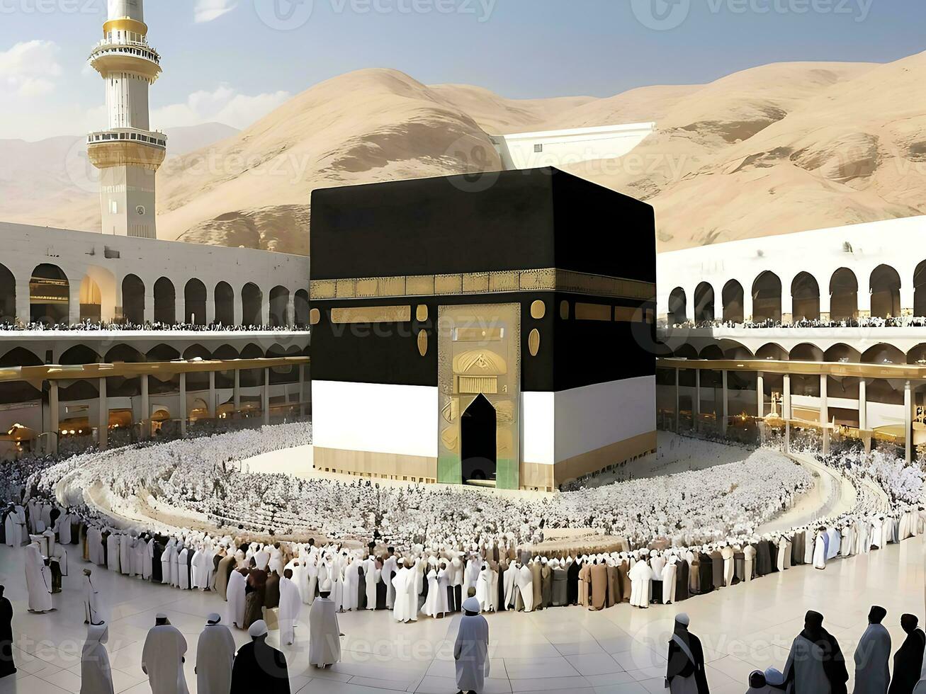 AI generated Eid Celebrations at Kaaba Ramadan Joy in Mecca Islamic Heart photo