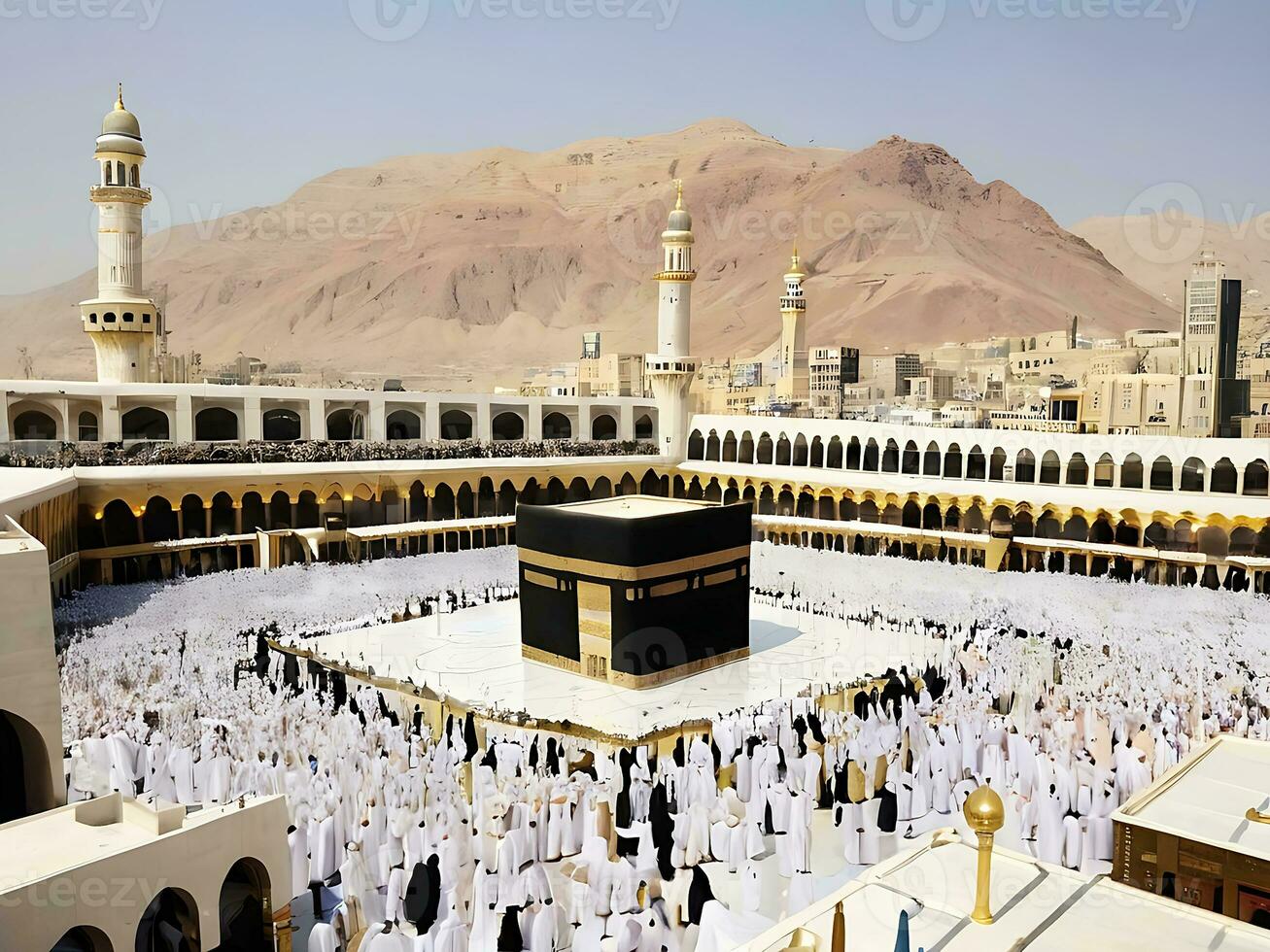 AI generated Eid Celebrations at Kaaba Ramadan Joy in Mecca Islamic Heart photo