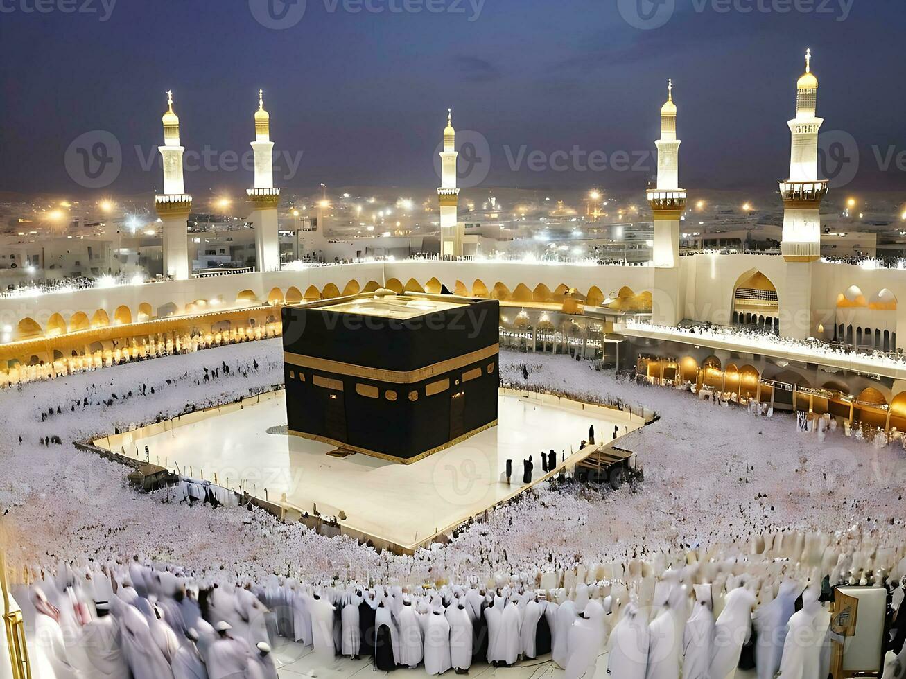 AI generated Eid Celebrations at Kaaba Ramadan Joy in Mecca Islamic Heart photo