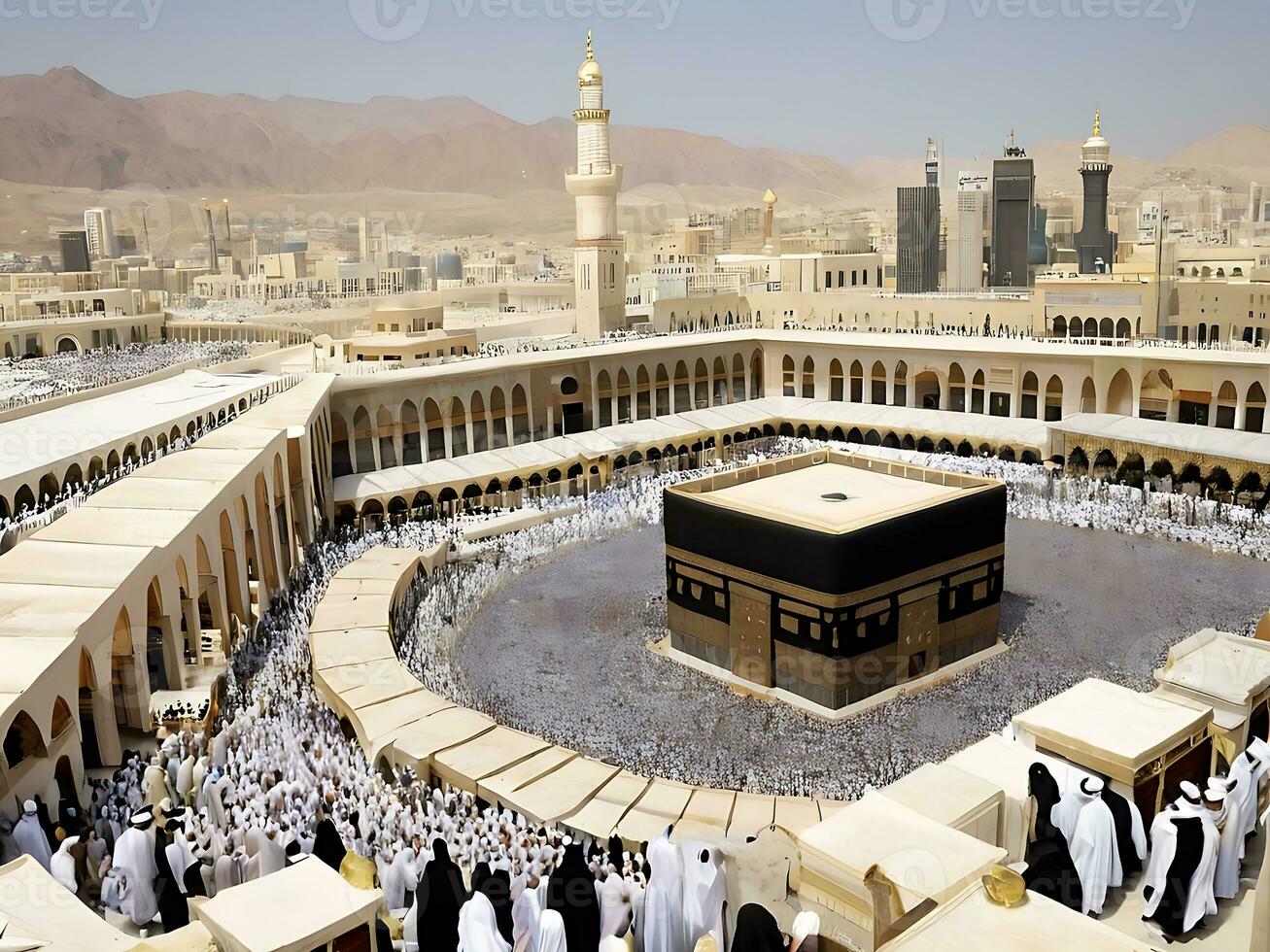 AI generated Mecca Kaaba in Ramadan Serenity Amidst Islamic Observance photo