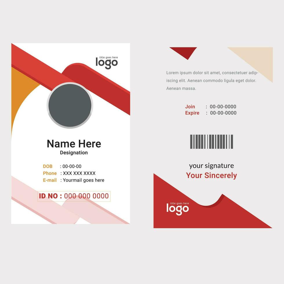 ID Card Template, Office Id card, Employee Id card for your company vector