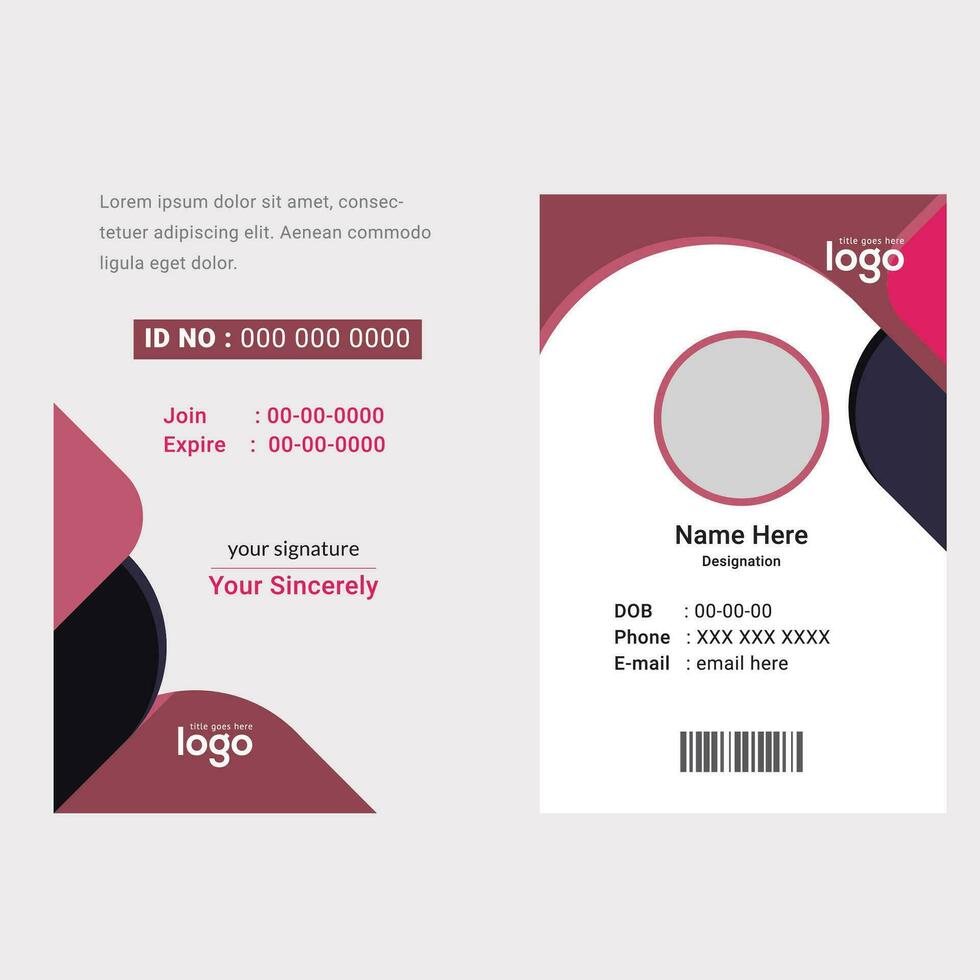 ID Card Template, Office Id card, Employee Id card for your company vector