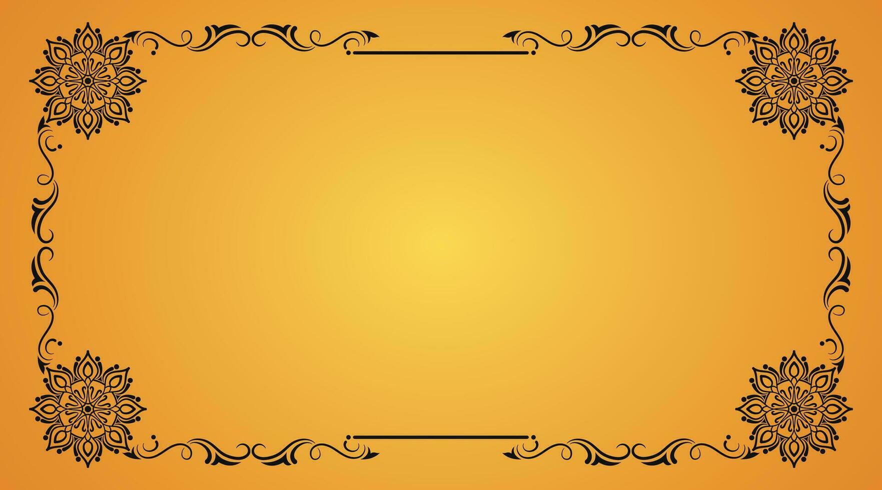 yellow background, with ornamental mandala vector