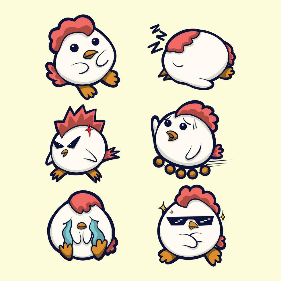 cute chicken vector art emoticons