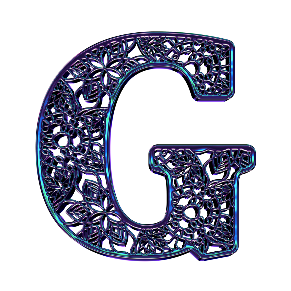 Dark iridescent alphabet png