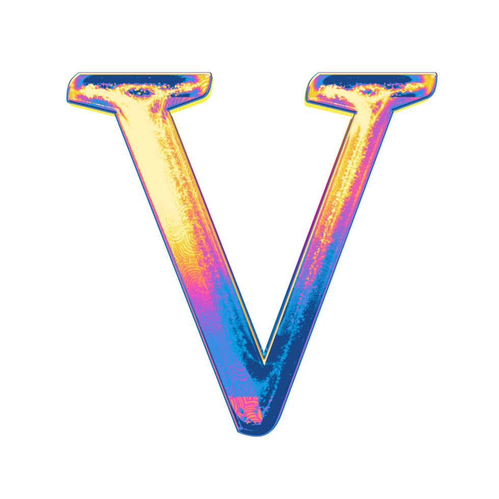Gradient holographic alphabet png