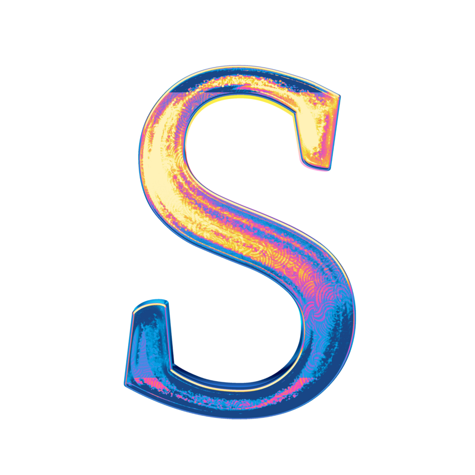 Gradient holographic alphabet png