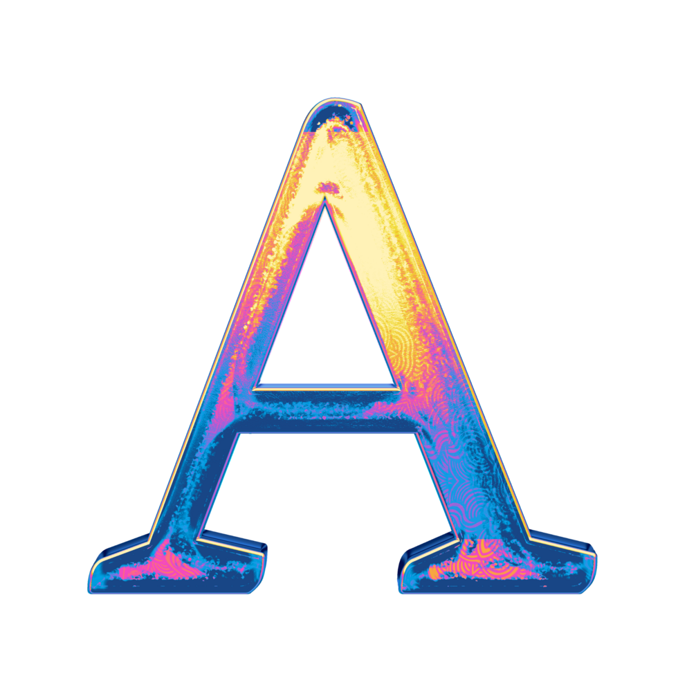 Gradient holographic alphabet png