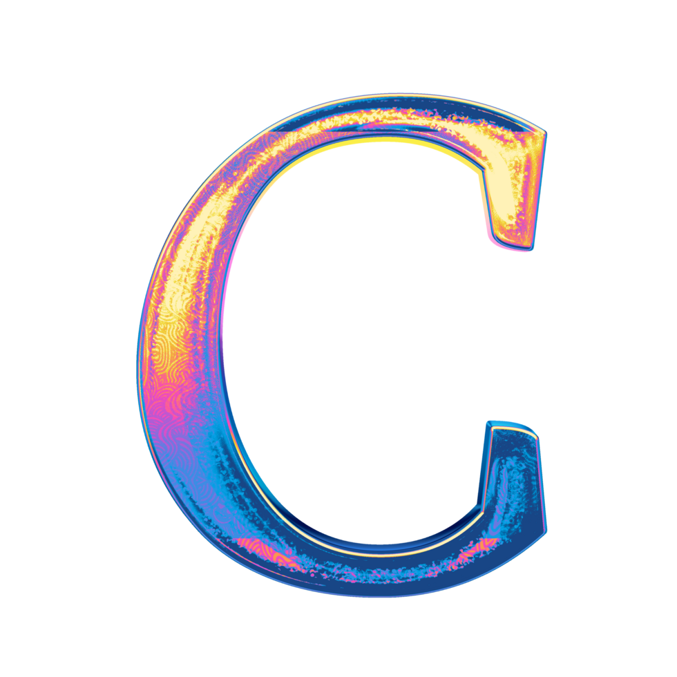 Gradient holographic alphabet png