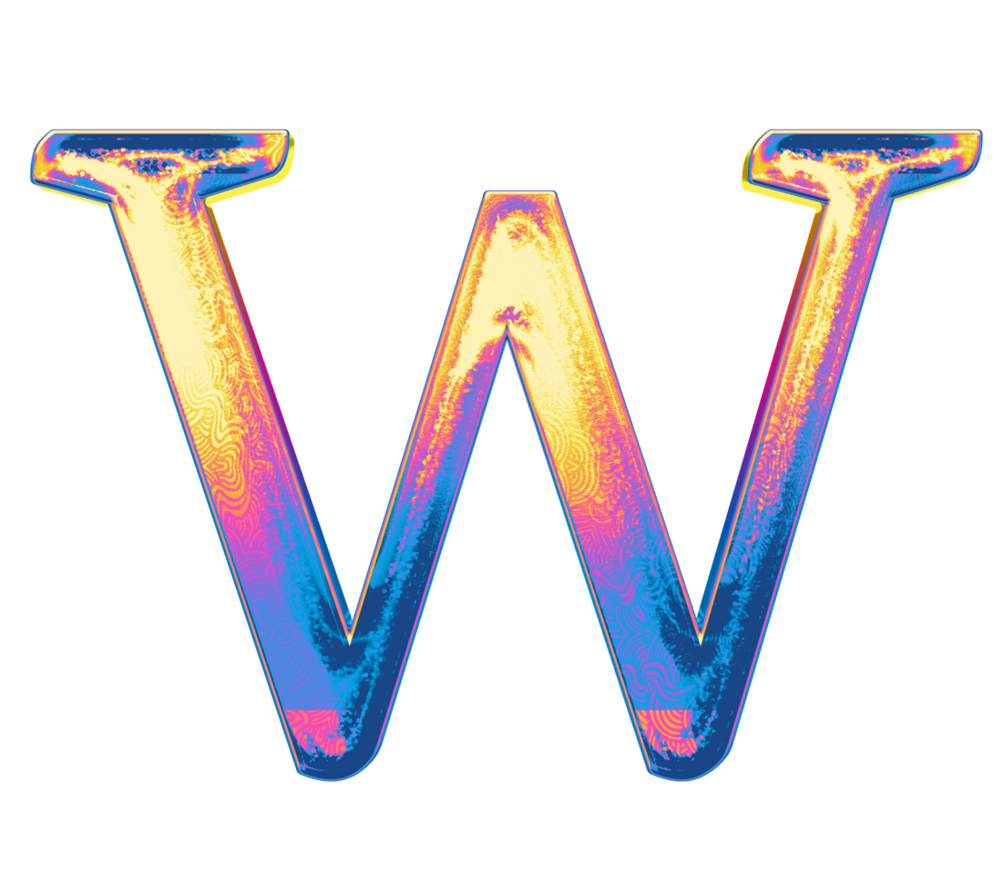 Gradient holographic alphabet png