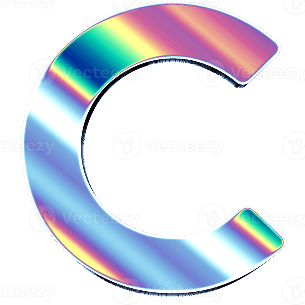 Holographic shiny alphabet png