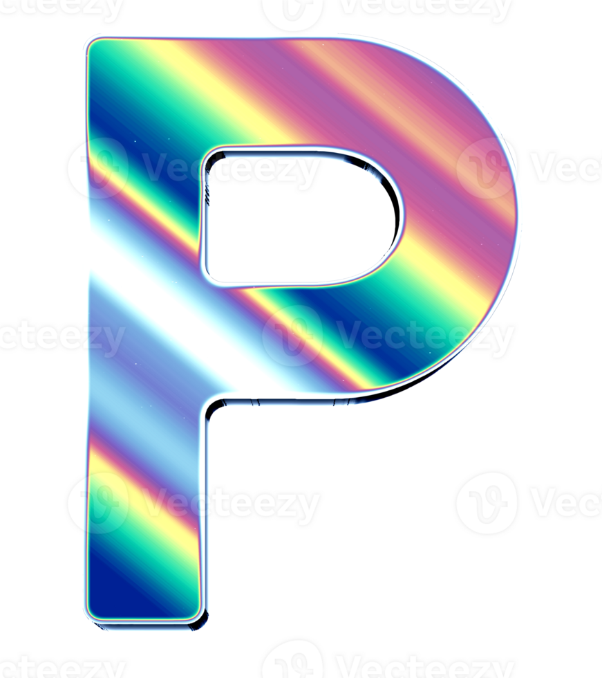 Holographic shiny alphabet png