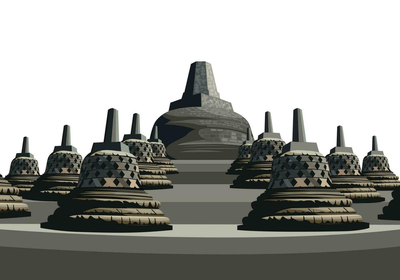 borobudur temple vector with white background.