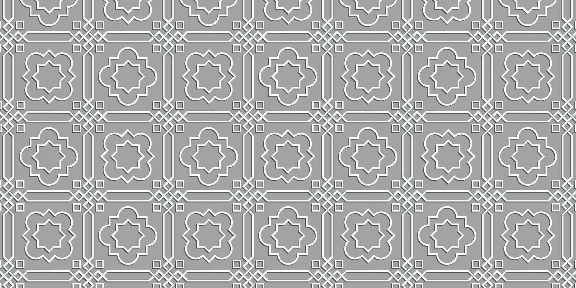 islamic geometric patter vector with gray color background for background design.