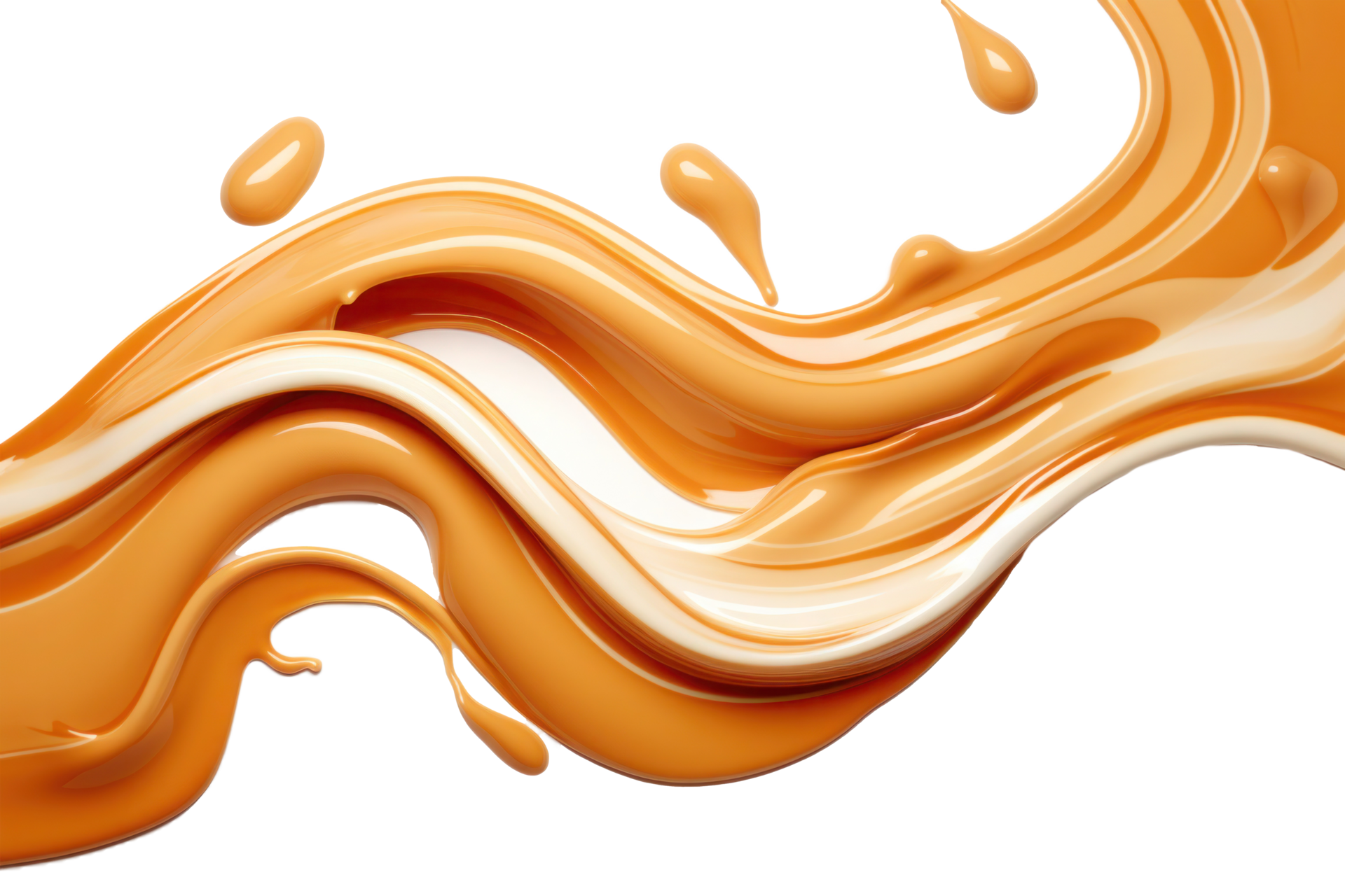 AI generated Splash of melted caramel sauce isolated on transparent