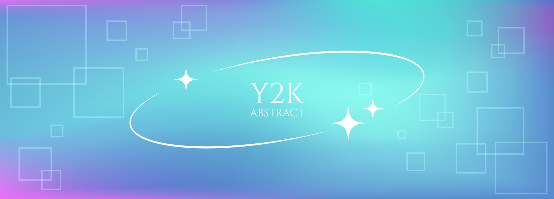 Y2K banner with white oval frame and vivid mesh neon gradient