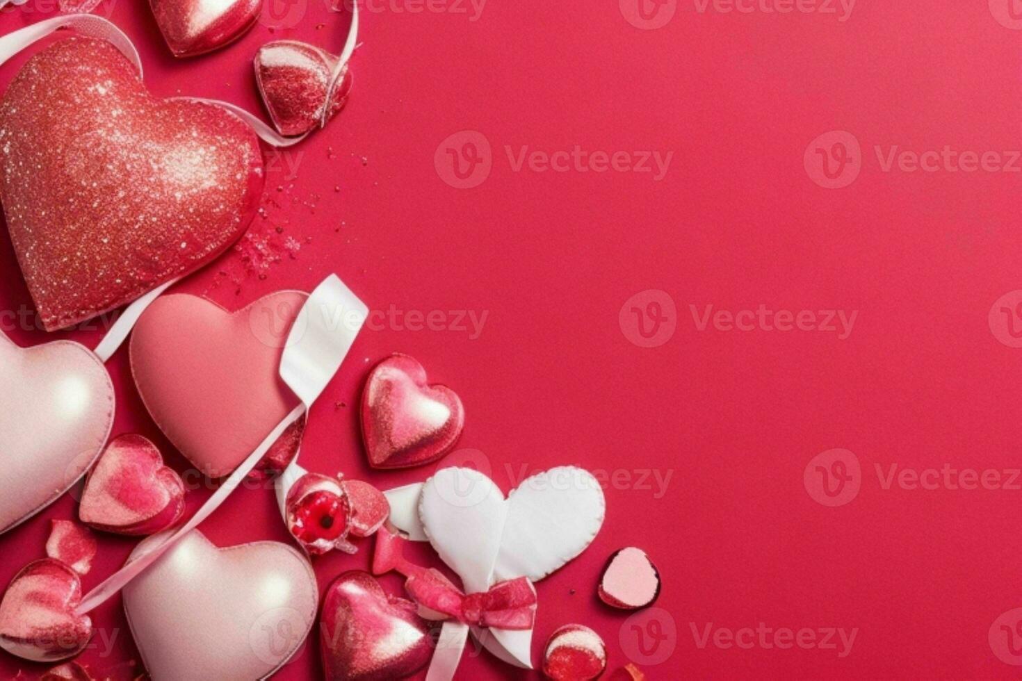 AI generated cute hearts Valentines Day greeting card concept. Valentines Day. Mothers Day anniversary. Pro Photo