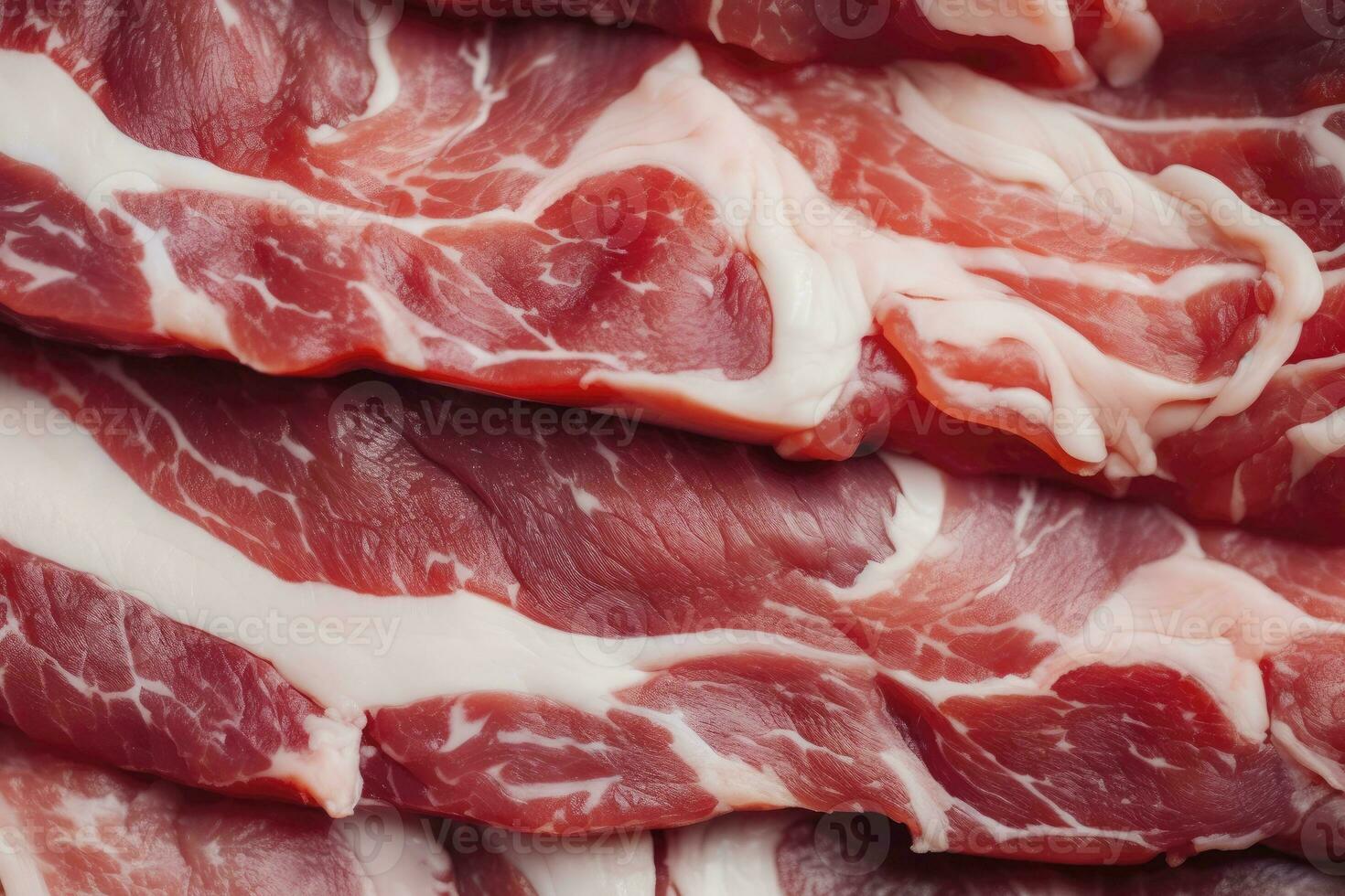 AI generated Macro shot of pork meat. Meat textured background. Beef steak is raw and juicy. AI Generated photo