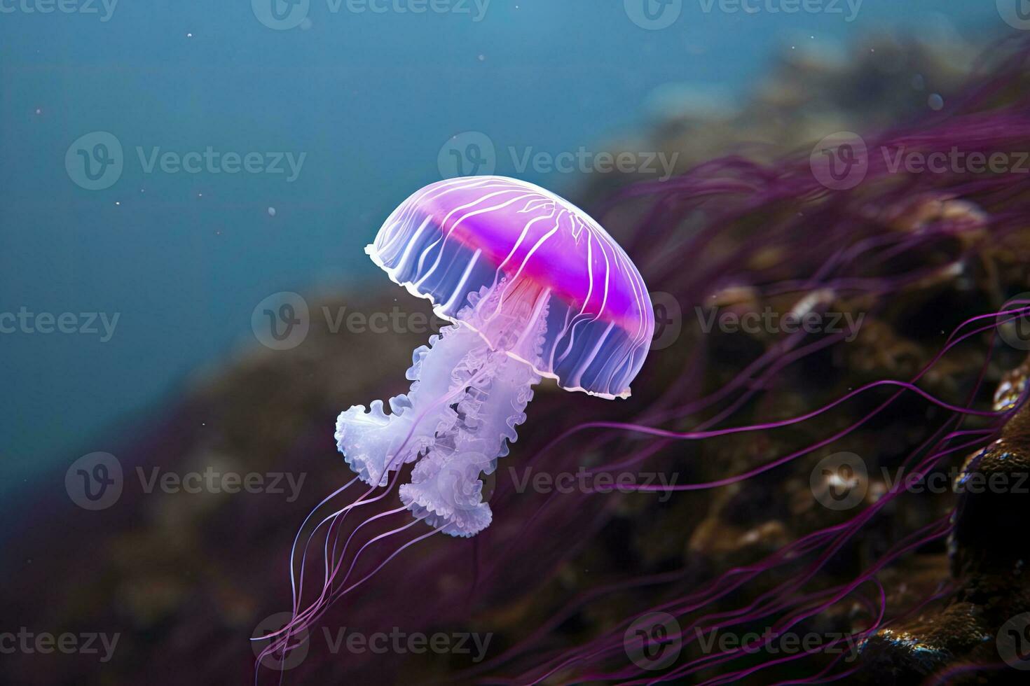 AI generated Mauve stinger purple jellyfish. AI Generated. photo