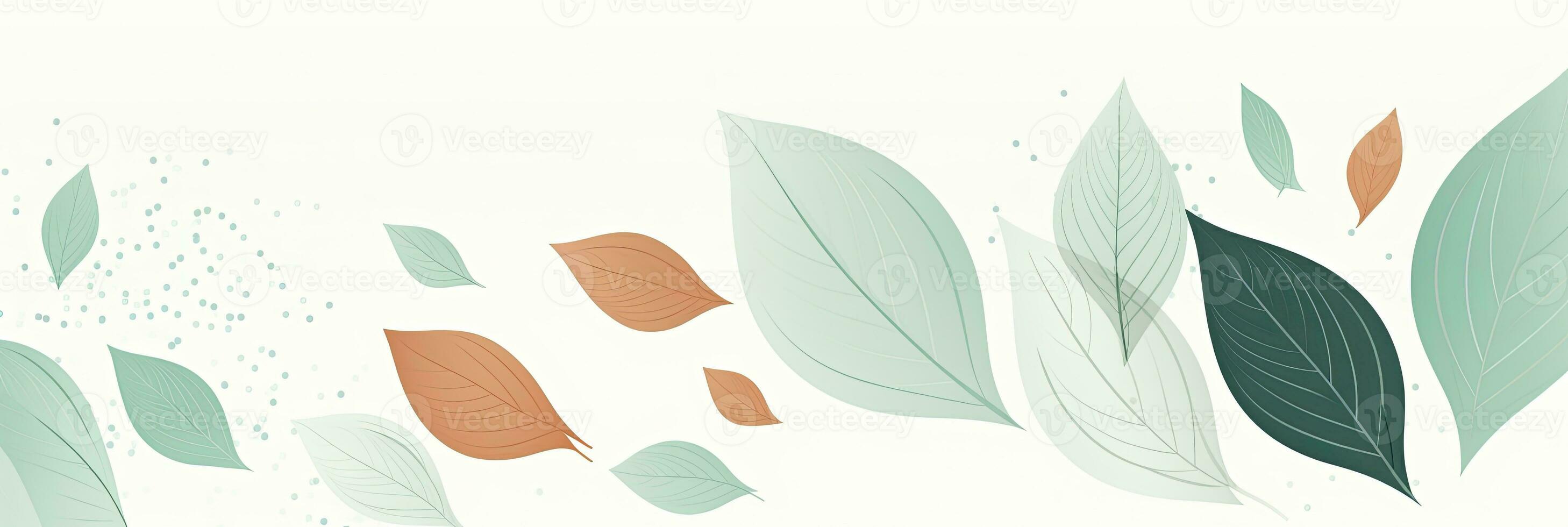 AI generated Minimalist abstract background with outline leaves. AI Generated photo