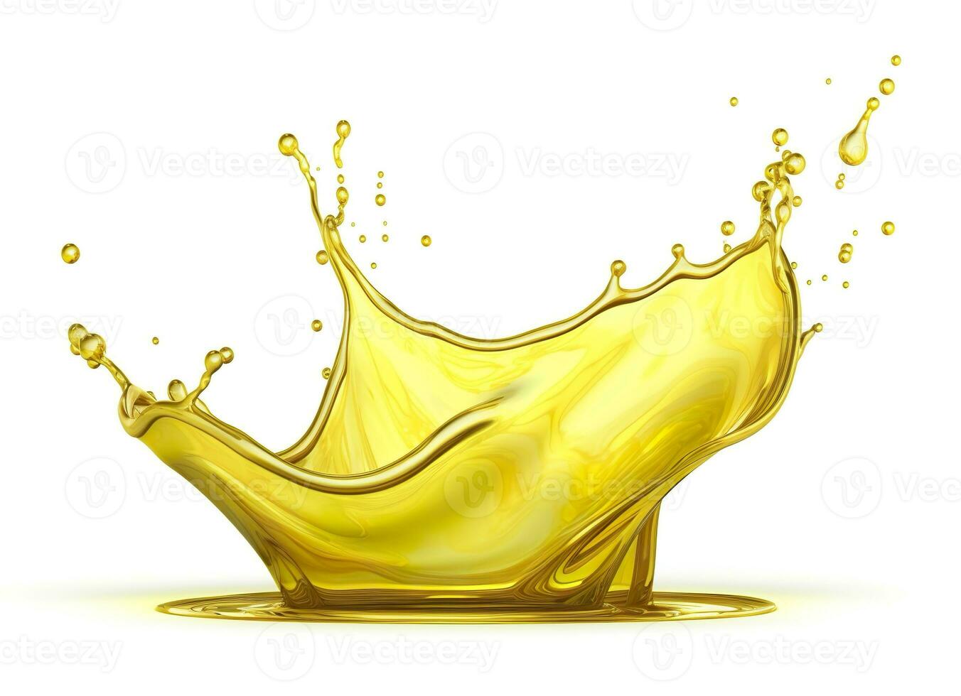 AI generated Olive or engine oil splash, cosmetic serum liquid isolated on white background. Generative AI photo