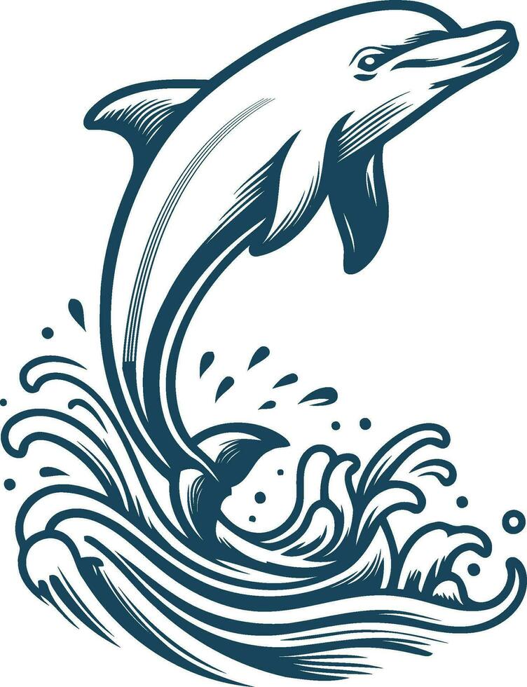 dolphin jumping out of water vector