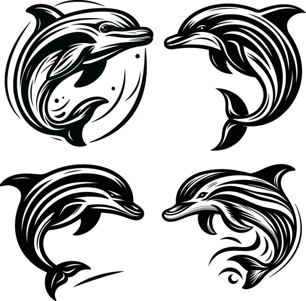 Dolphin line art logo vector artwork