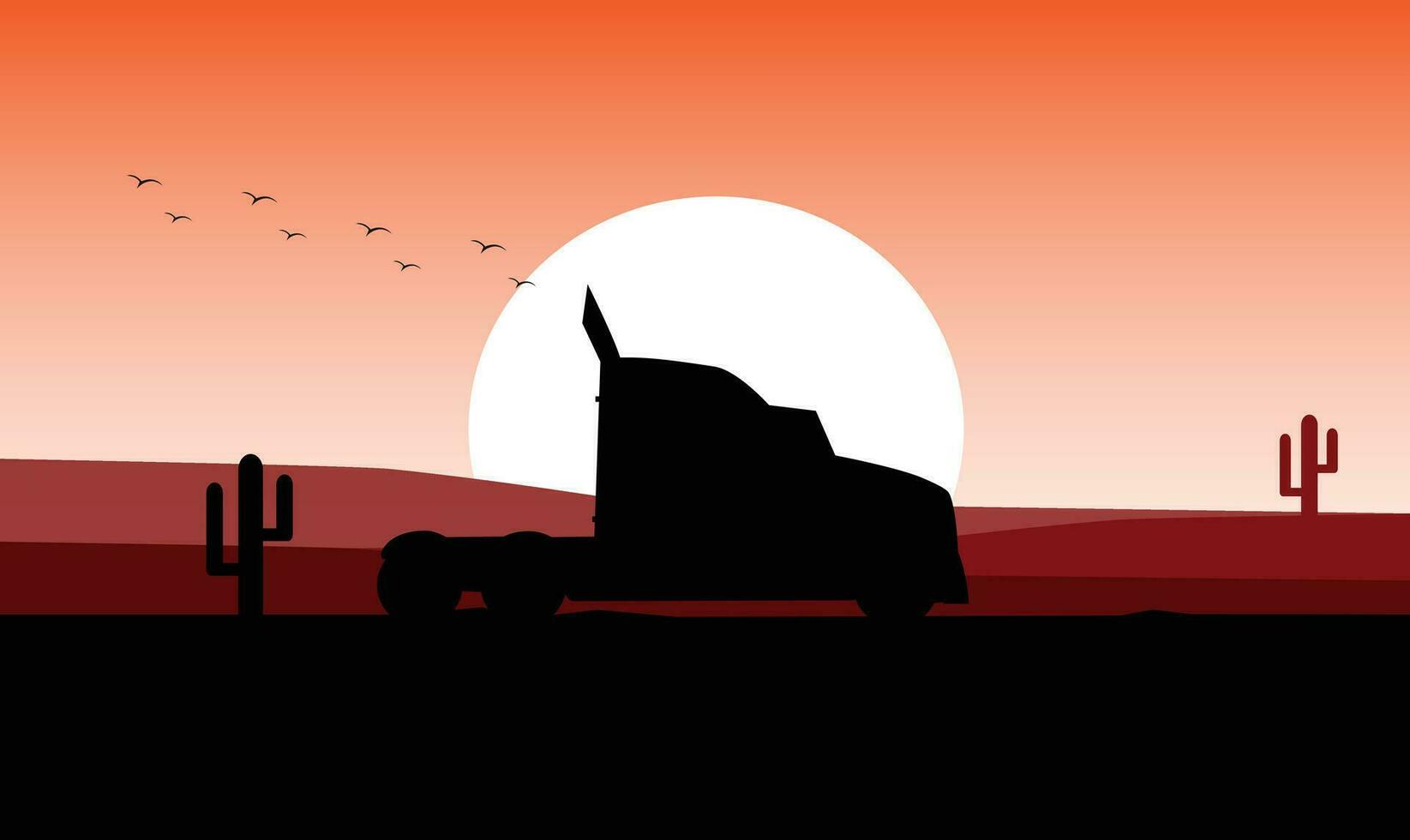 truck on the desert vector